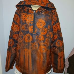 Rue21 Red And Black Floral Hoodie Windbreaker